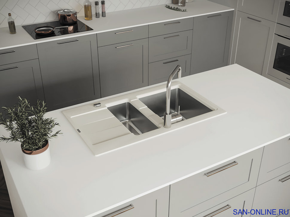 Кухонная мойка из стали и камня Флорентина