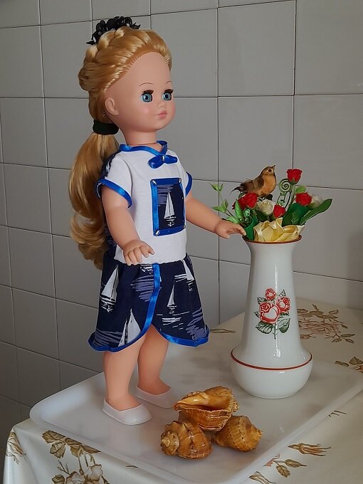"Песнь Лорелеи" - летнее платье для морского отдыха для куклы Лизы. Август, 2023. 