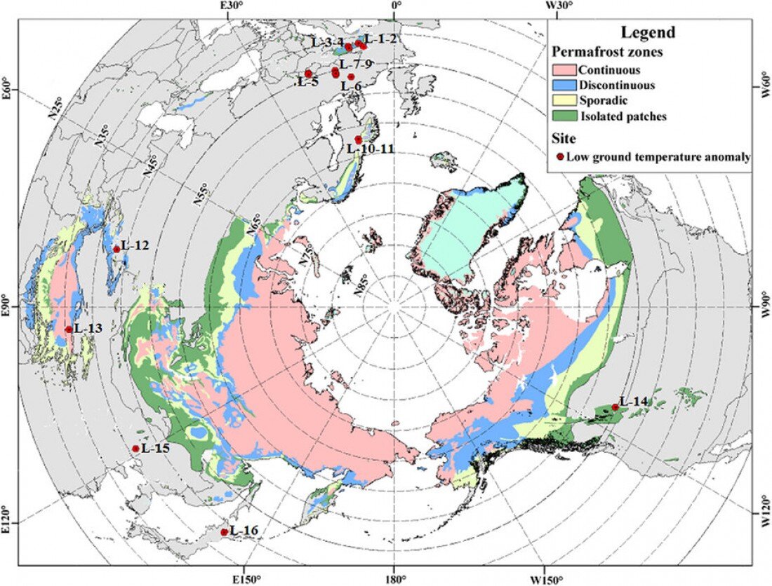 Карта многолетней мерзлоты мира