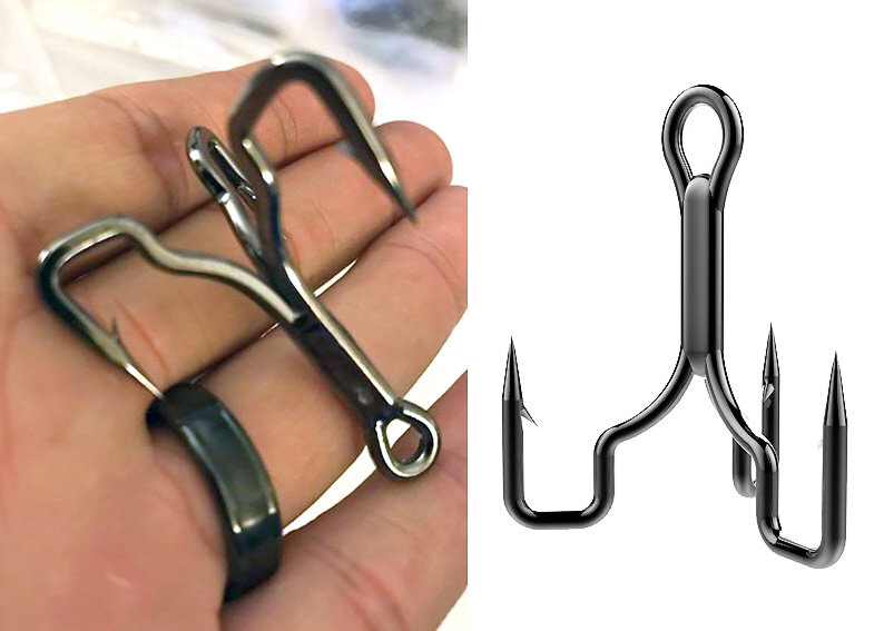 Тройники для рыбалки Trapper Tackle отличаются угловатыми формами, которые создают «коробчатую» ловушку, снижающую вероятность схода пойманный рыбы.