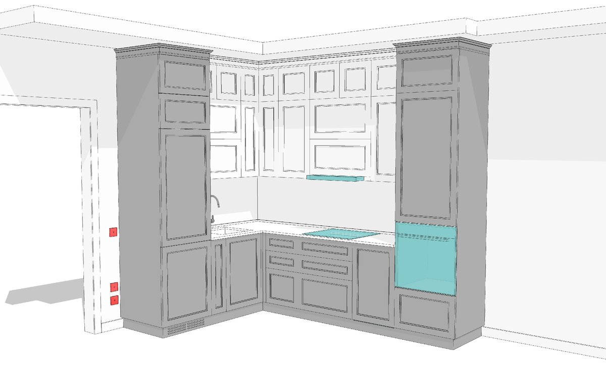 Финальный эскиз кухни с фасадами