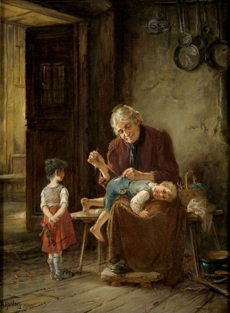 Картина с бабушкой и детьми