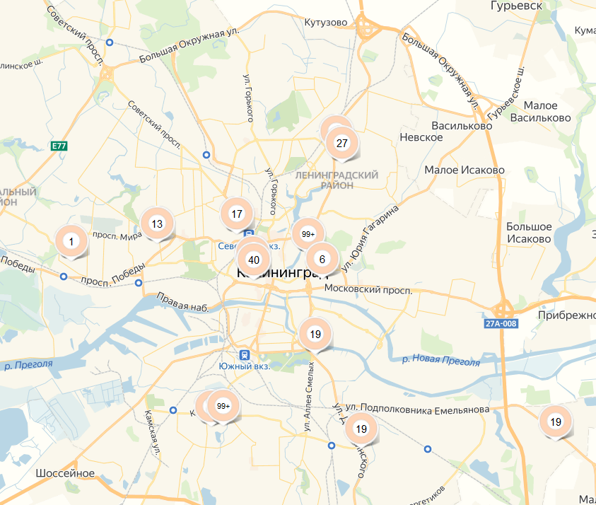 Вот они на карте.