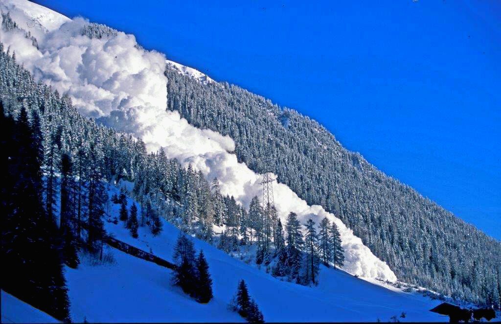 Сход снежной лавины. Фото