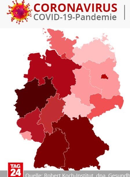 Распространение вируса по Германии. Источник - TAG 24"