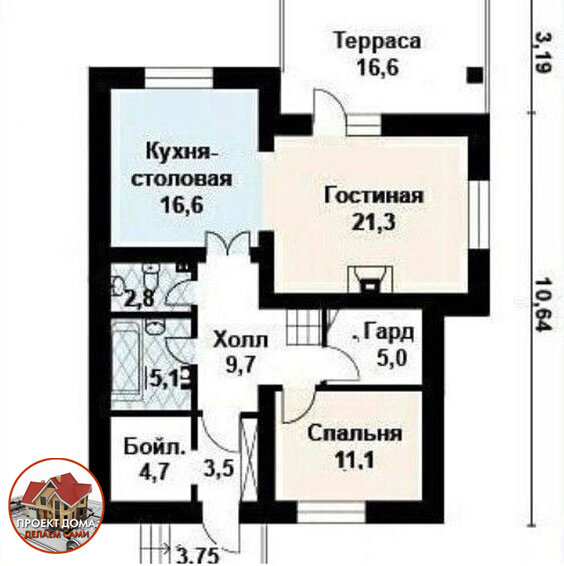 Отличный кирпичный дом 9х12 м., с мансардой и 5-ю спальнями, общей площадью 150 м² ??