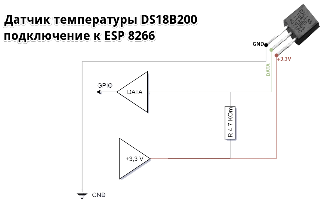 Датчик температуры ds18b20 схема