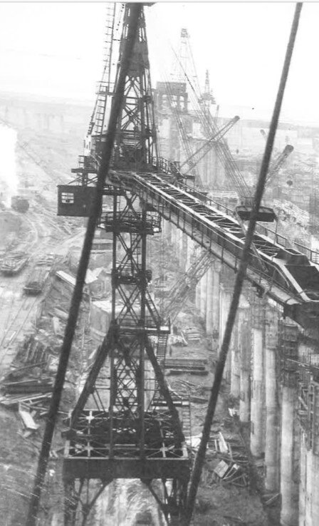 Строительство Горьковской ГЭС 1954 год (фото из открытых источников).