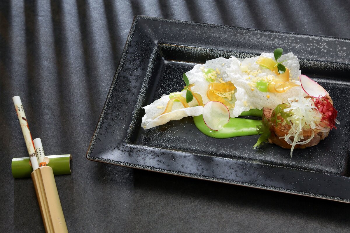    Печень трески с соусом васаби