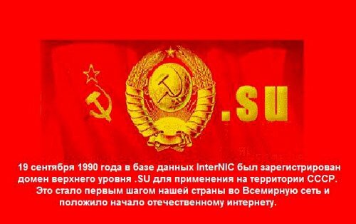 19 сентября 1990 года от имени Ассоциации пользователей UNIX (SUUG — Soviet UNIX User’s Group), организации, созданной в недрах Института атомной энергии им. И. В. Курчатова, руководитель одной из бригад «Демоса» Вадим Антонов зарегистрировал в базе данных InterNIC (Internet Network Information Center) домен верхнего уровня SU для применения на территории СССР. SUUG также предлагала вариант именования домена «.ussr». Ассоциация в последующем выполняла функции администрирования домена. Первым российским сайтом стал ресурс отделения математики РАН ipsun.ac.msc.su (сегодня — www.ras.ru). 
В 1993 году администрирование домена было передано Российскому научно-исследовательскому институту развития общественных сетей (РосНИИРОС).

К моменту появления домена .ru в апреле 1994 года в зоне .su было зарегистрировано несколько тысяч доменов. С началом свободной регистрации доменных имён в российском домене РосНИИРОС прекратил регистрацию доменов второго уровня в зоне .su. Тем не менее, доменная зона продолжала самопроизвольно расти за счёт увеличения числа хостов.

В 2001 году РосНИИРОС заключил соглашение с «Фондом развития интернет», в соответствии с которым фонд получал право поддерживать и развивать реестр .SU, устанавливать правила регистрации доменных имен и стоимость этих услуг, а РосНИИРОС сохранял за собой функции размещения и хранения информации о доменах второго уровня на корневых серверах DNS домена .SU.

В конце 2001 года, невзирая на протесты интернет-сообщества, администраторы домена .su явочным порядком разморозили зону, предназначенную к поэтапной ликвидации, и открыли её для коммерческих регистраций.

15 декабря 2002 года регистрация доменов в зоне SU была возобновлена — сначала только для владельцев товарных знаков. В июне 2003 года «Фондом развития интернет» было объявлено о завершении периода приоритетной регистрации и начале открытой регистрации доменов в зоне .su.

В апреле 2008 года «Фонд развития интернет», выполнявший функции администратора домена .su, расширил возможности регистрации доменных имён на национальных языках в домене .su — были сняты ограничения на регистрацию доменов с префиксом xn--, что позволило вводить часть адреса в строке браузера в национальной кодировке, в том числе на русском языке.

В августе 2008 к ранее допустимым символам кириллицы были добавлены ещё 37 новых. Таким образом была реализована поддержка национальных языков народов, населяющих территорию России, а именно: алтайского, башкирского, бурятского, долганского, калмыцкого, коми, корякского, марийского, нанайского, ненецкого, осетинского, саамского (без указания долготы гласных), татарского, тувинского, удмуртского, хакасского, хантыйского, чувашского, эвенкийского, эвенского, якутского.

В конце июня 2008 года Комитетом по обслуживанию зарегистрированных кодов стран Международной организации по стандартизации (Комитет ISO3166/MA) было принято решение о переводе кода .su в категорию исключительно зарезервированных. Соответствующие изменения уже внесены в таблицу двухбуквенных кодов государств и территорий, опубликованную в качестве международного стандарта ISO-3166-1. Таким образом, код .su в этой таблице стал десятым кодом в статусе исключительно зарезервированного.