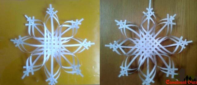 Объемная снежинка из полосок бумаги