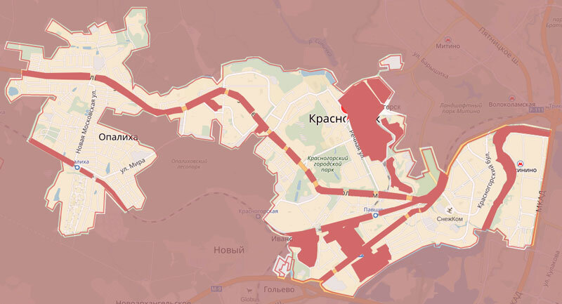 Карта красногорска с названием улиц
