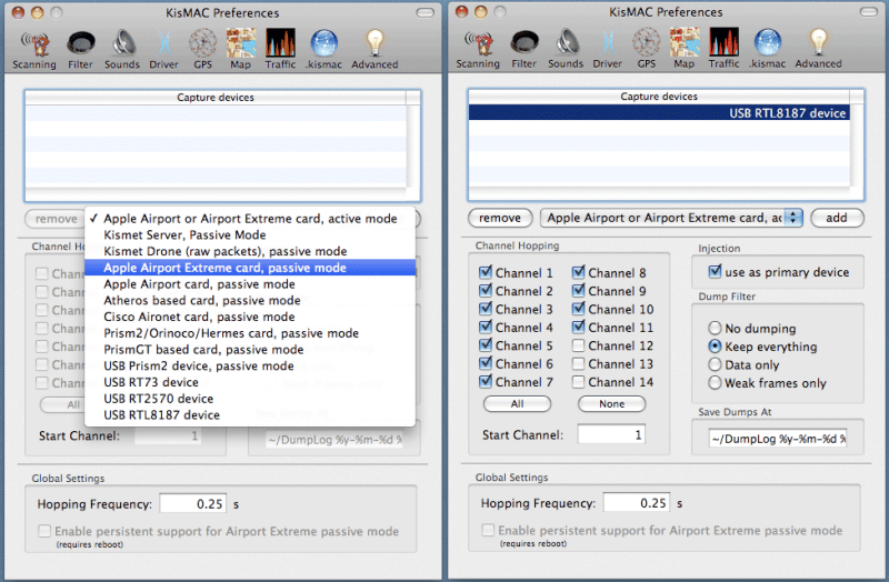 Kismac настройка программы