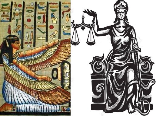 Дочь верховного бога Ра, Маат является богиней правосудия и вселенского баланса. Она родилась в противовес брату Сету, олицетворявшему хаос. У греков аналогичную роль играла богиня Фемида, которая ныне является символом всех судебных дел.