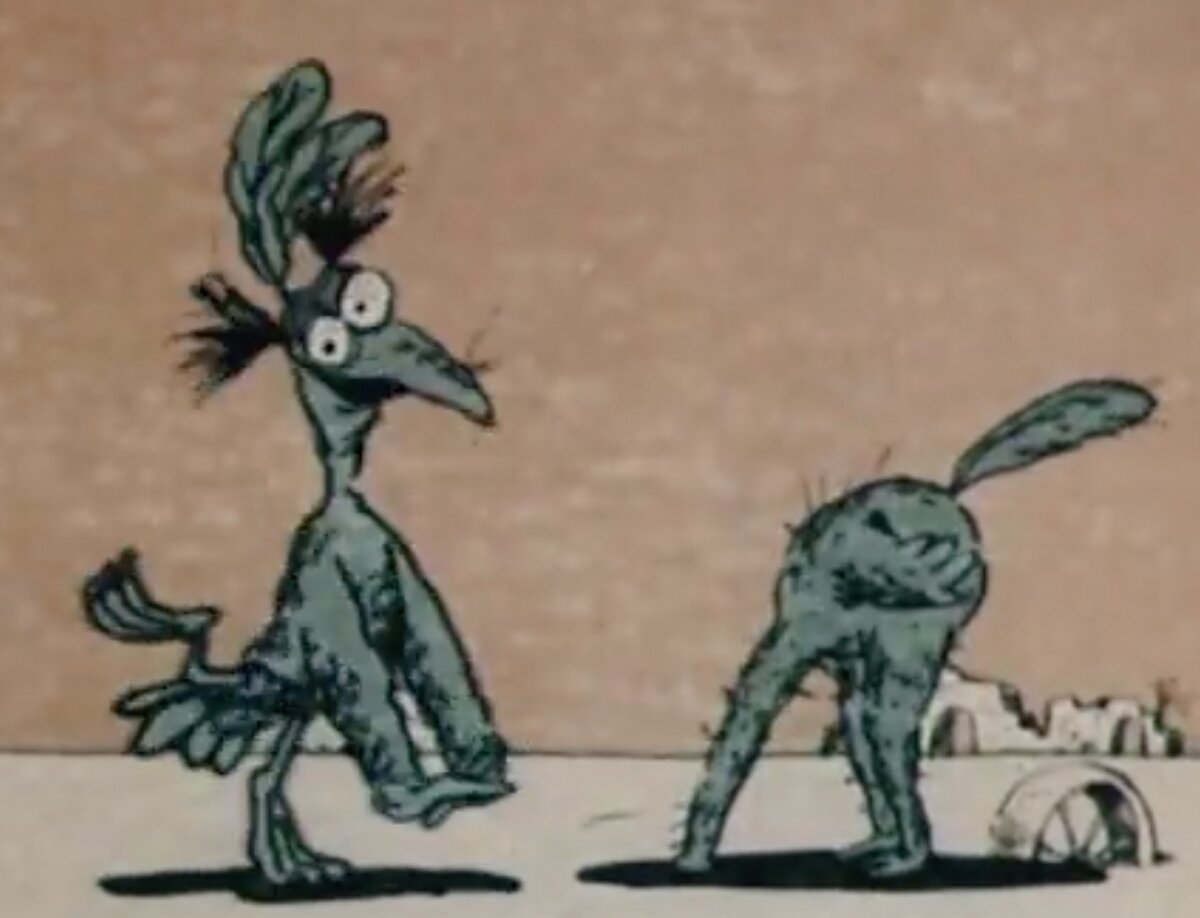 Страус ящерица. Крылья, ноги и хвосты [1986]. Страус из мультика Крылья ноги и хвосты.