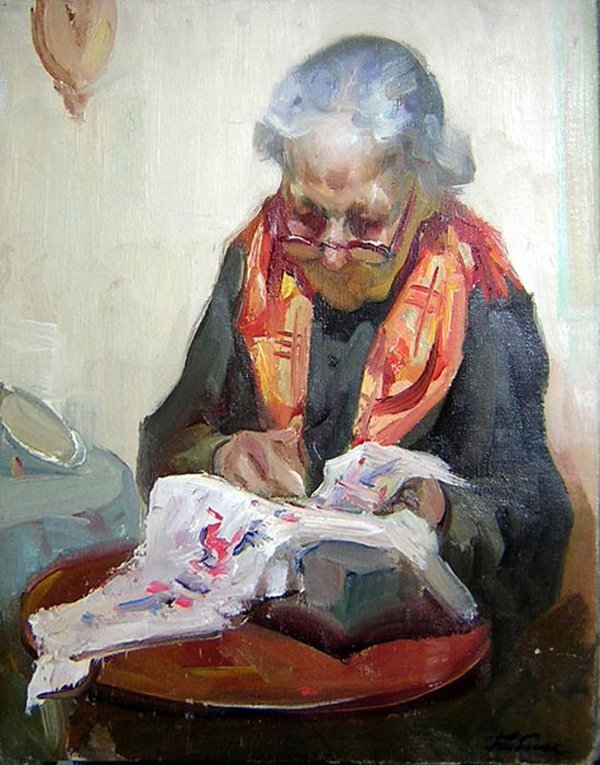 Бабушка за рукоделием, автор неизвестен