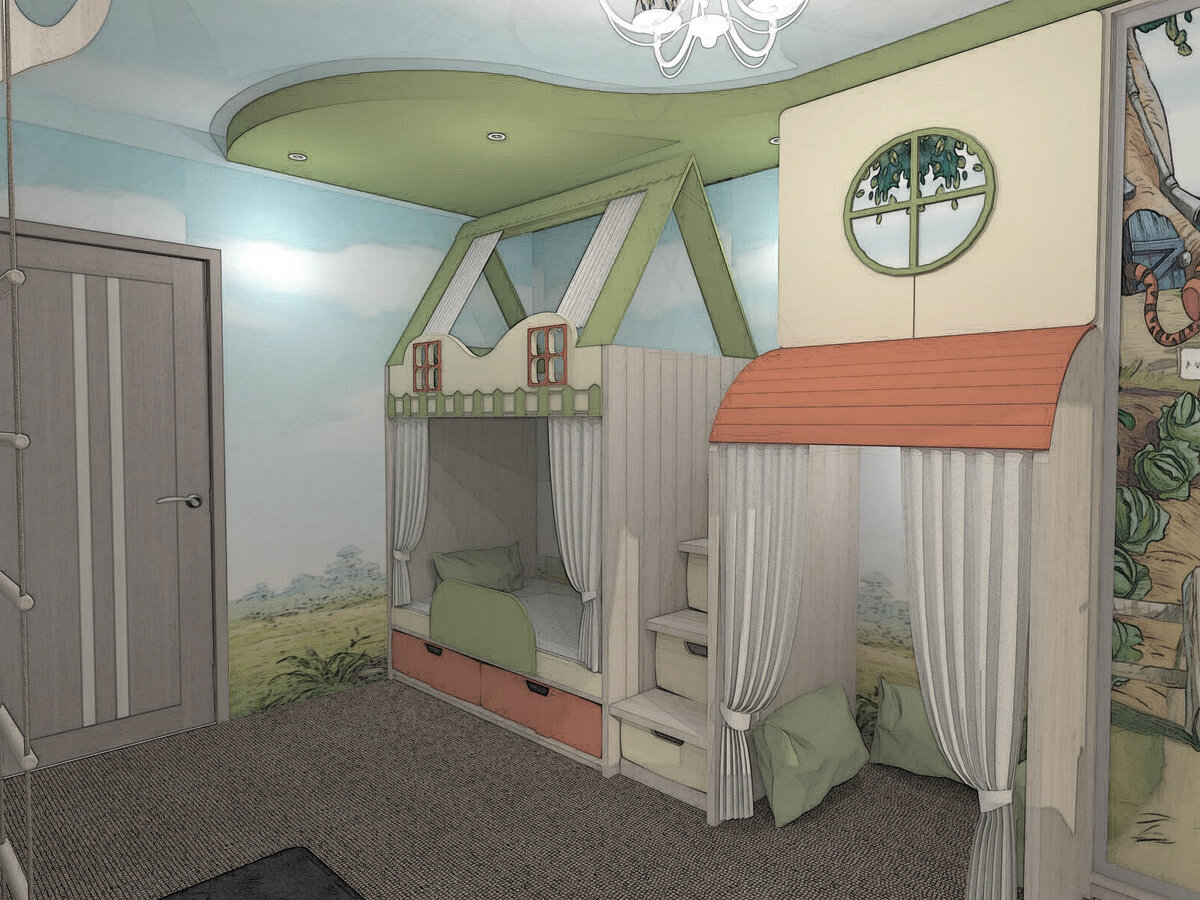 Комната в стиле домика Винни-Пуха. 2014 г.