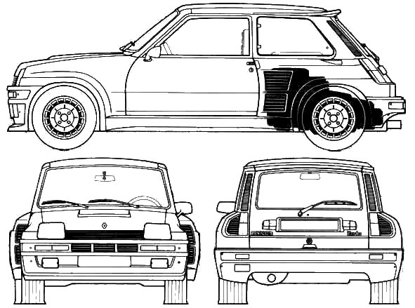 Расположение двигателя в Renault-5 Turbo.