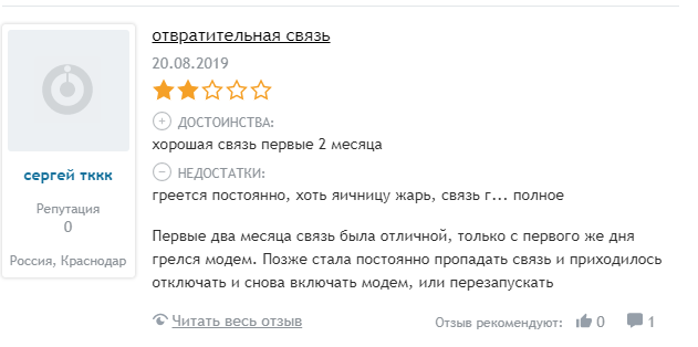 Отзыв покупателя. 