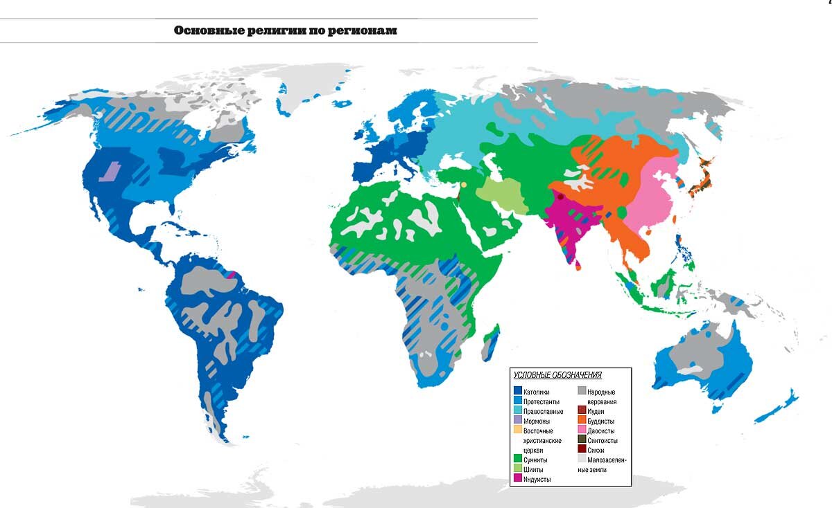 Распределение религий по регионам