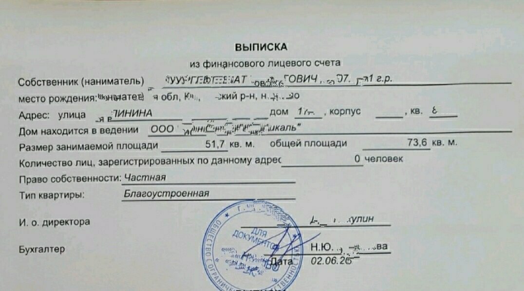 В такой справке указано только количество зарегистрированных по адресу. Фото автора