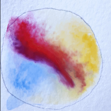 Рис 3 - Смешение красок на бумаге