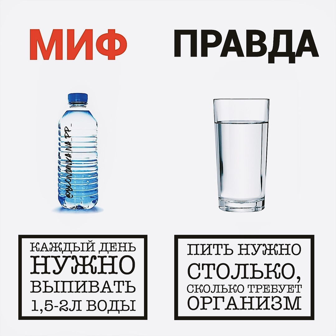 Миф в жизни нужно все попробовать. Мифы и реальность о ЗОЖ. Сколько стаканов воды нужно пить в день. Приколы про питье воды. Правда и мифы о воде.