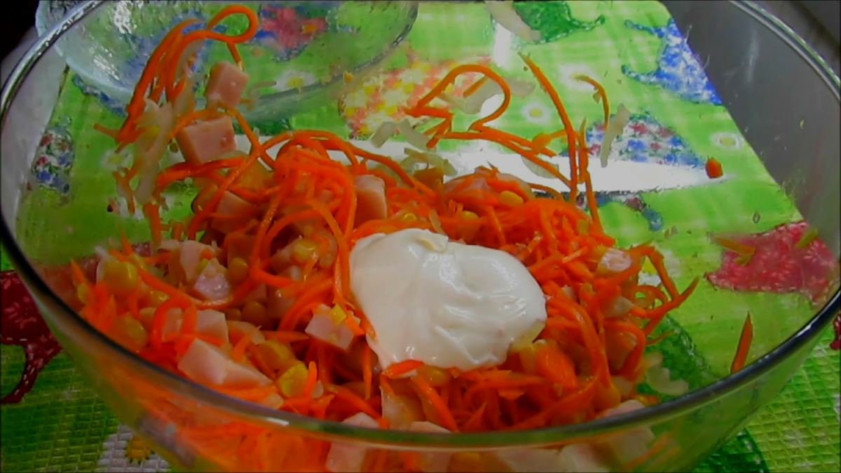 Салат карусель с корейской морковью