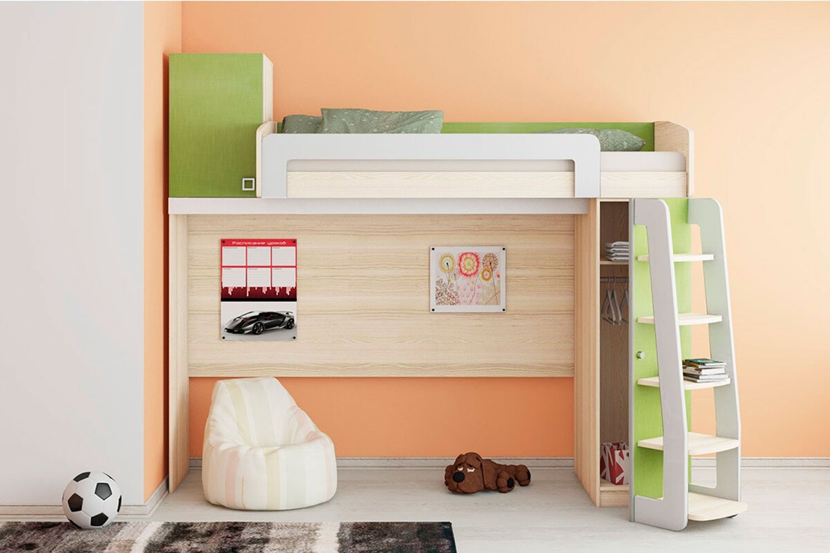 Как организовать пространство под детской кроватью-чердаком: 20 фото
