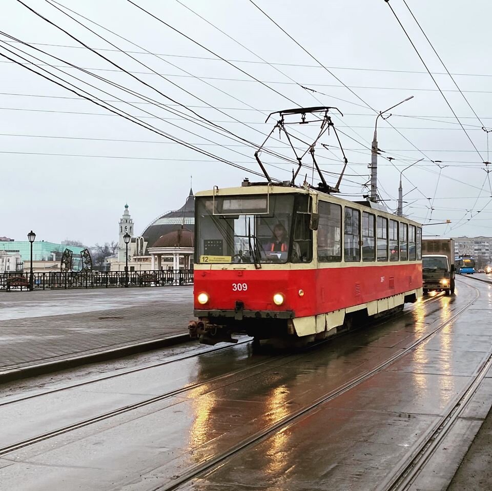 Tatra T6B5SU  на Зареченском мосту. Тула. Декабрь 2019. Фото Елена Деникаева