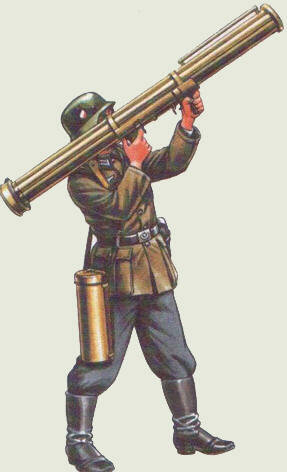 Иллюстрация солдата Вермахта, вооруженного комплексом "Luftfaust-B"