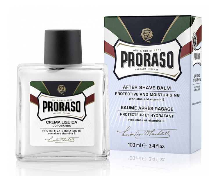 Proraso Blue Бальзам После бритья 100мл, Алое Вера и Витамин Е, защитный. Цена - 1200₽
