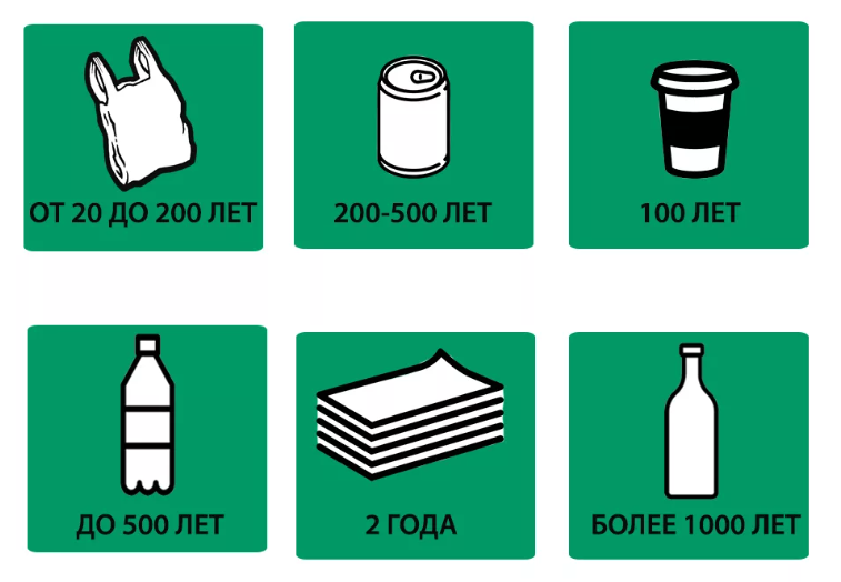 Сколько гниёт пластик, бумага, стекло, алюминий.