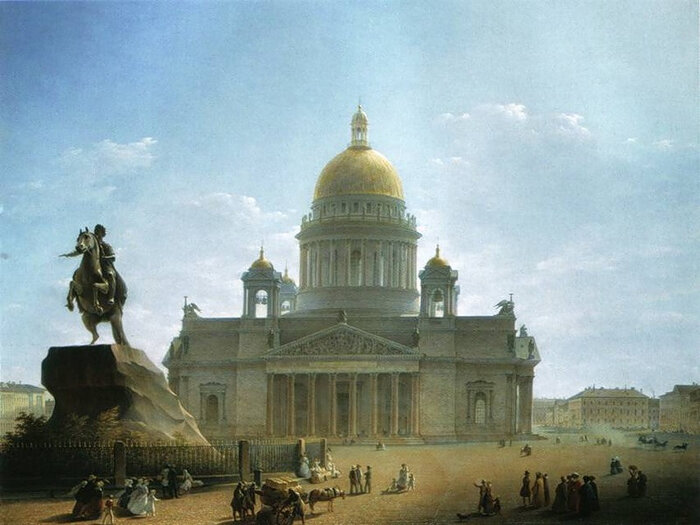 1844. Максим Воробьёв. Исаакиевский собор и памятник Петру I.