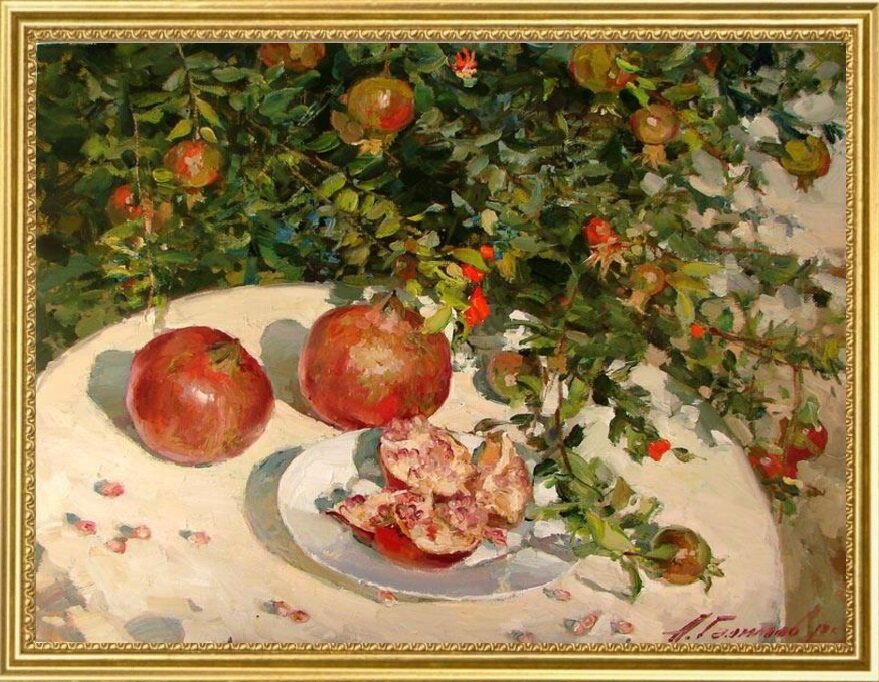 Галимов Азат Хаизович, «Натюрморт под гранатовым деревом», 2010, холст, масло, 50 х 60 см