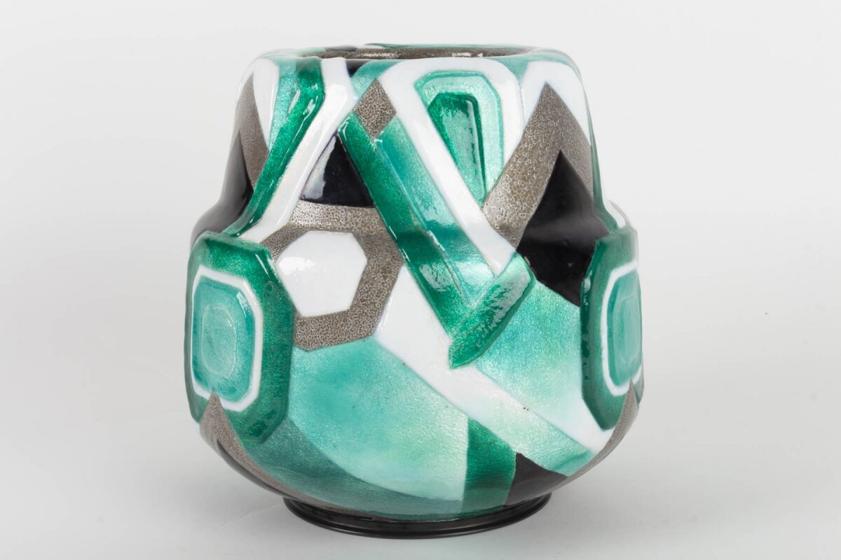 Камиль Форе/Camille Fauré, ваза, 1930, горячая эмаль, медь. Лимож, Франция. Галерея "French Cab", Баржоль,официальный сайт - www.1930.fr