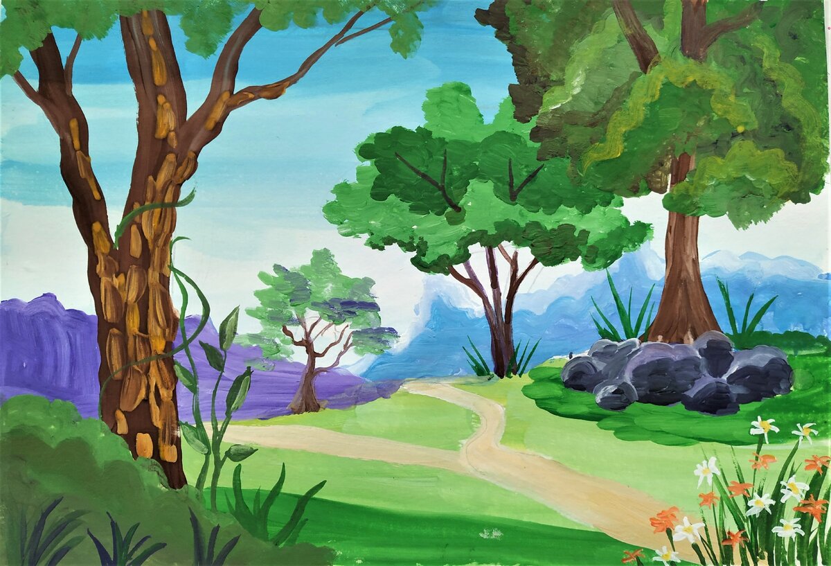 Рисунок летний пейзаж Мастер-класс для детей