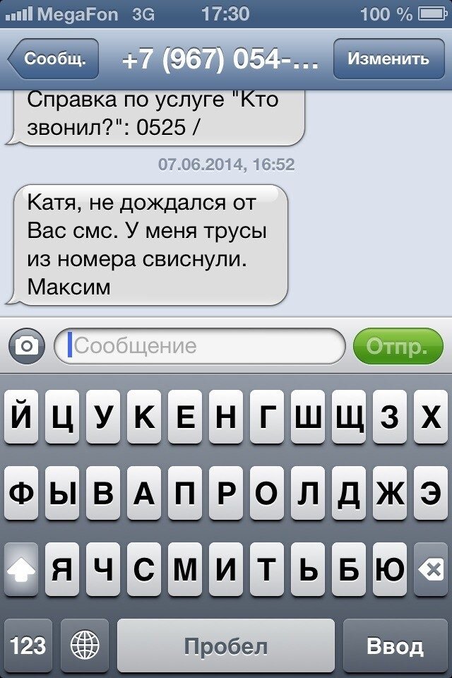 Скриншот переписки