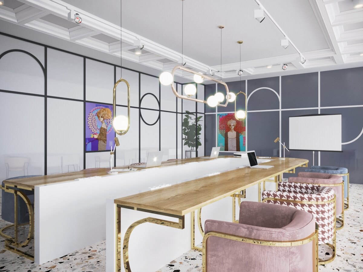 Стол для переговоров в форме полугруга