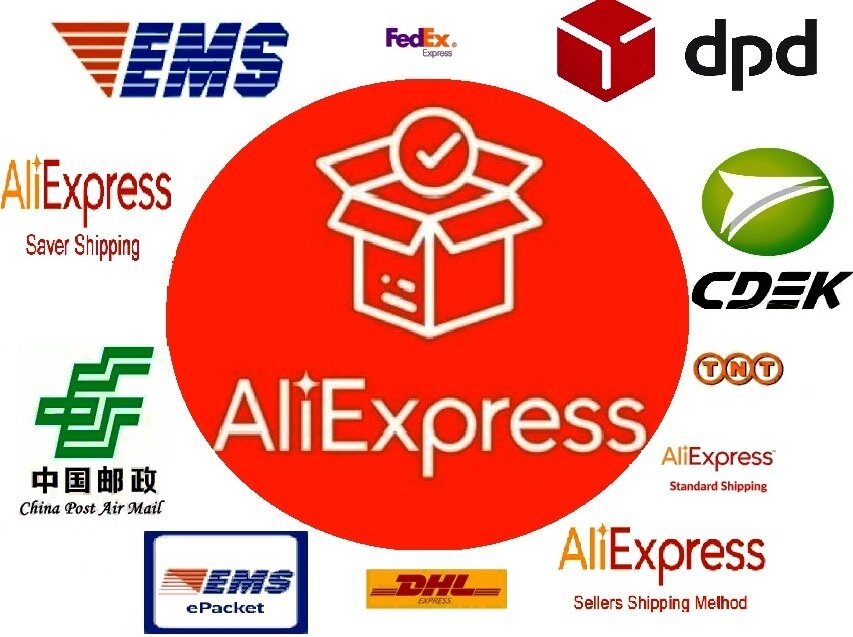 Популярные службы и методы доставки товаров с Алиэкспресс. Картинки по отдельности взяты из многочисленных источников на сайте https://yandex.ru/images