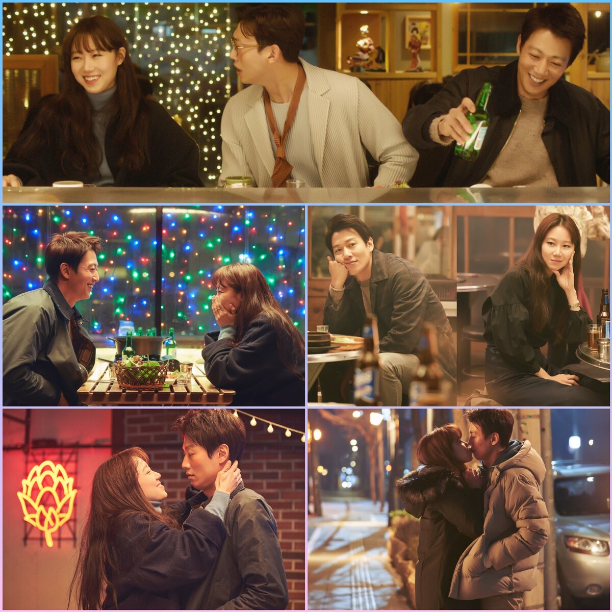 Самый обычный роман - коллаж кадров из фильма - очень много посиделок за соджу, а потом можно и целоваться)) 