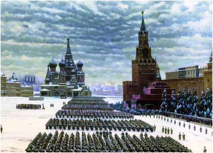 Картина К.Юона «Парад на Красной площади 7 ноября 1941 г.»  Источник: bestlj.ru