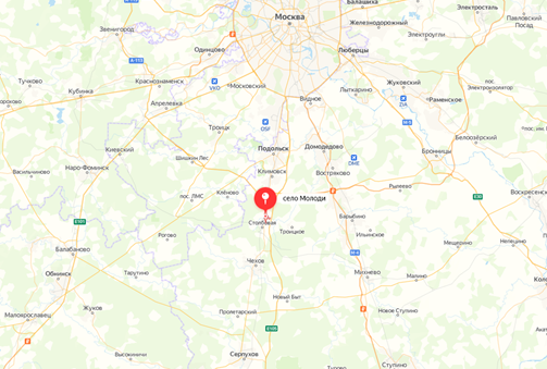 Село Молоди, близ которого в битве решилась судьба Русского государства (яндекс карты)