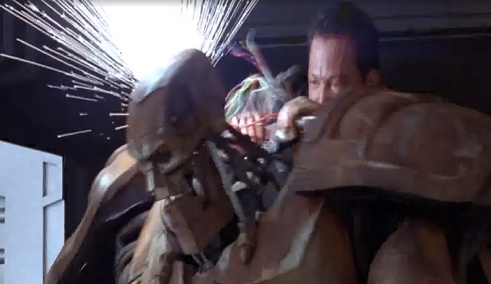 Робота вывели из строя просто оторвав провод