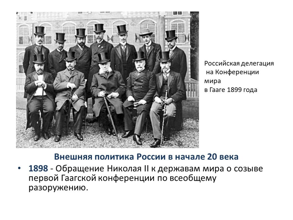 Начало 20 века кратко. Первая Гаагская конференция мира 1899. Николай второй Гаагская конференция 1907. Делегация Гаагской конференции 1899. Внешняя политика в Росси в в начале 20 века.