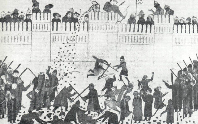 The battle of Samarkand. Collection of Timurid manuscripts. The Yyldyz Library, Istanbul. Between 1405 and 1409. Samarkand