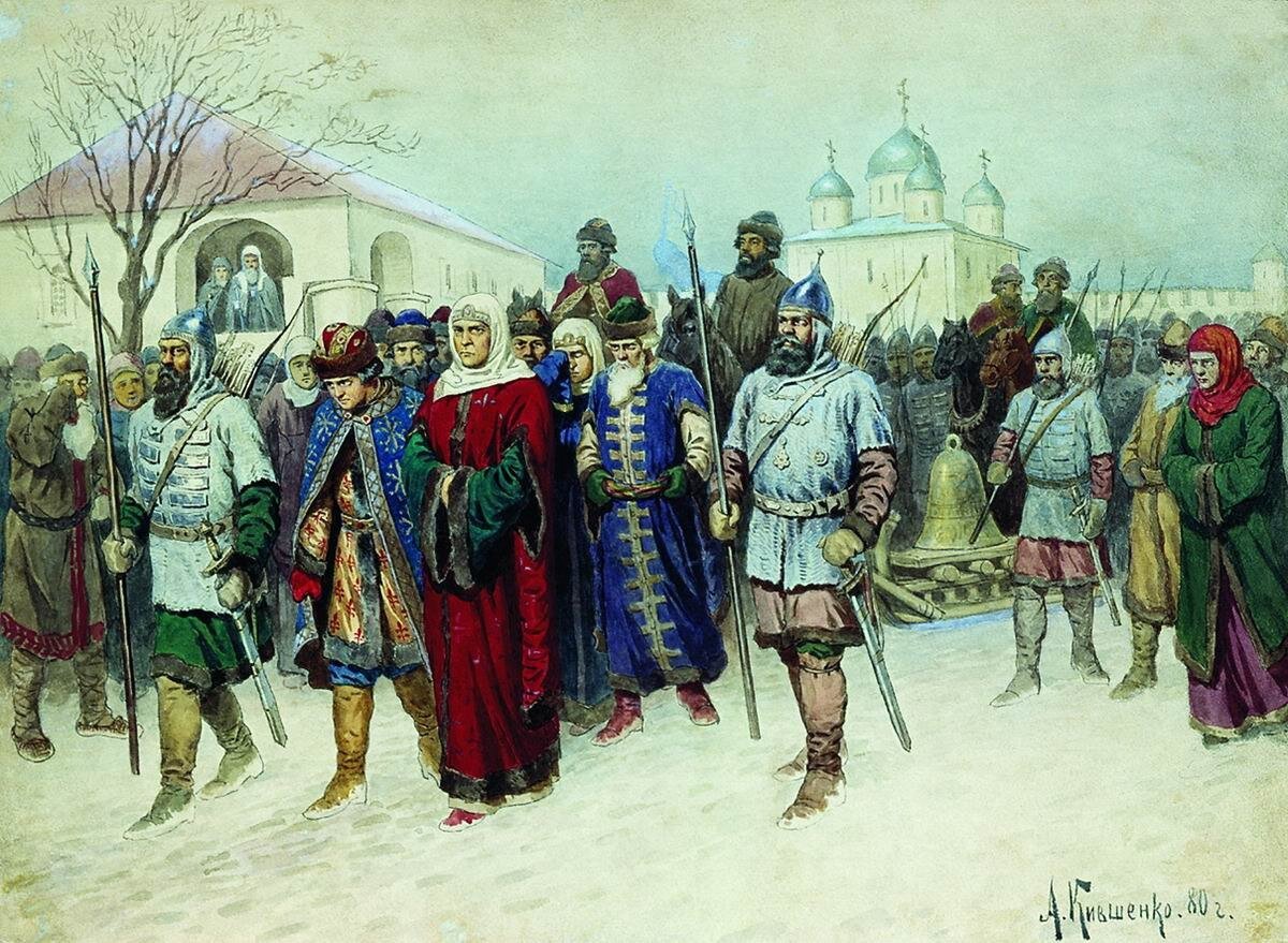 Алексей Кившенко. Отправка Марфы-посадницы и вечевого колокола в Москву. 1880