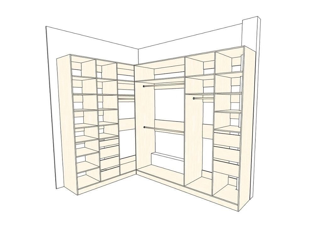 Схема гардеробной комнаты