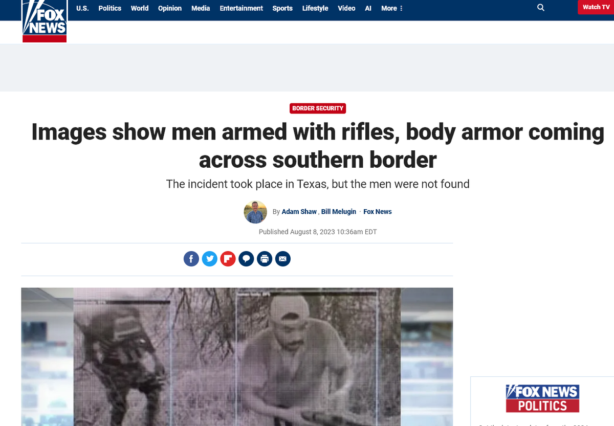 скриншот с сайта https://www.foxnews.com/politics/images-show-men-armed-rifles-body-armor-coming-southern-border