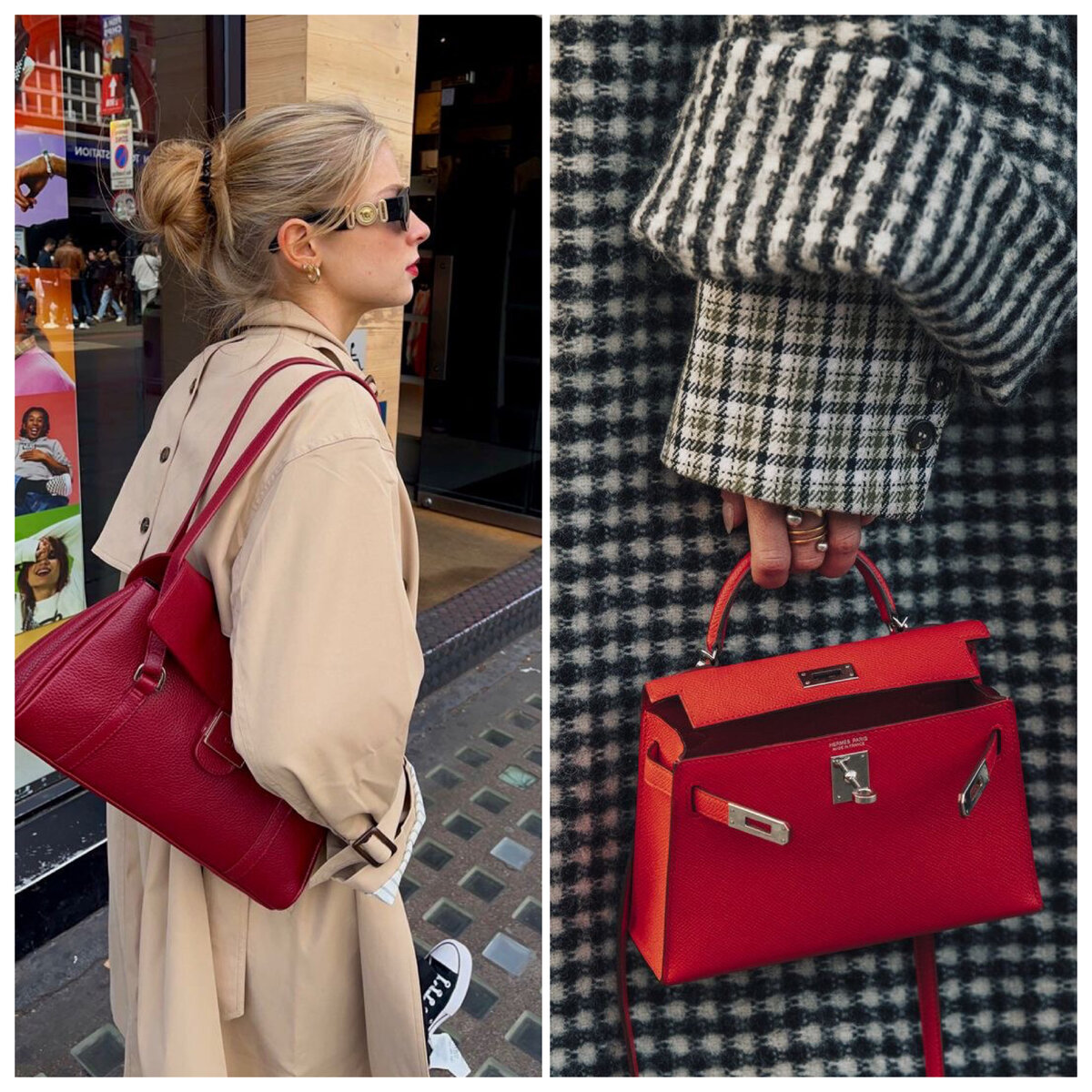 С чем носить темно-красную сумку женщине зима в стиле смарт-кэжуал
